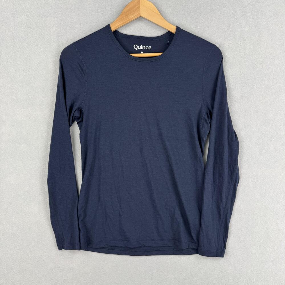 Quince Shirt Womens Medium Blue Merino Wool Long Sleeve Base Layer Thermal